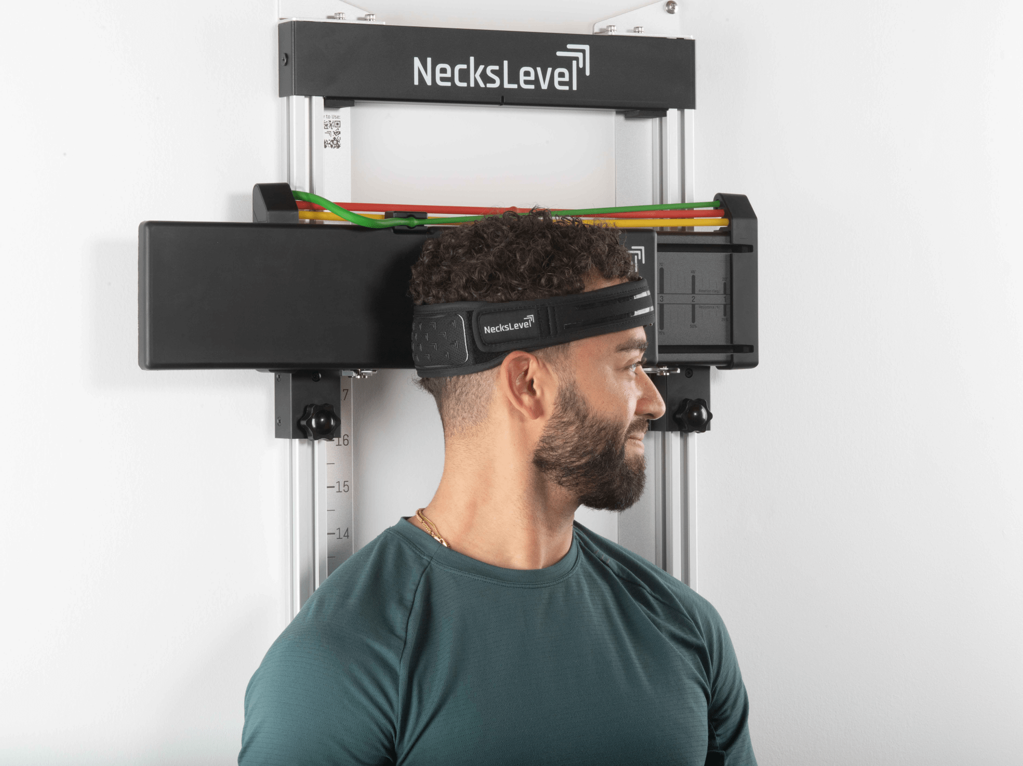 NecksLevel Glide Pro in use with wall mount standing rotation
